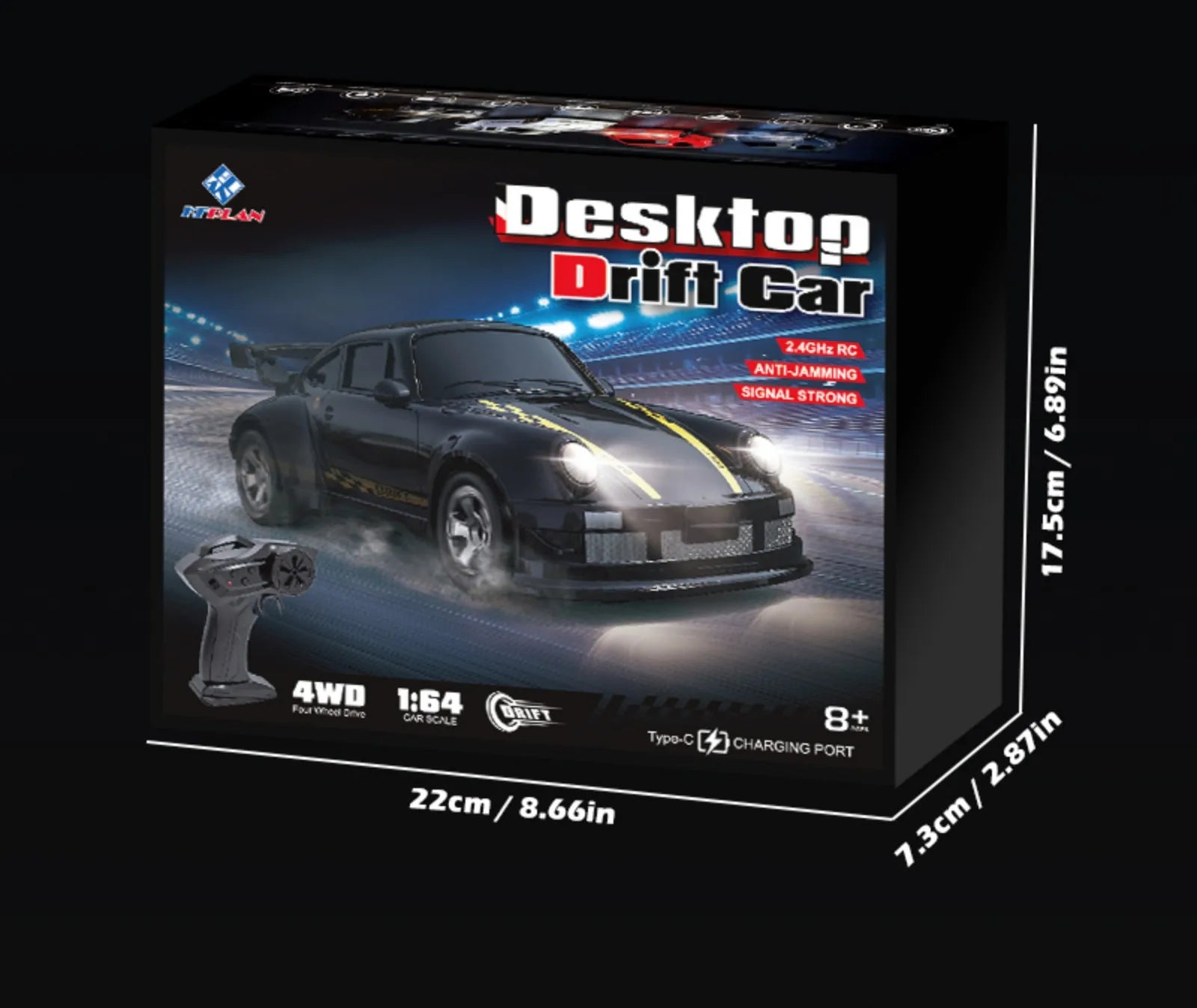 KF20 1:64 RC Drift Car 2.4G High-Speed Racing Car Four-Wheel Mini Desktop Remote Control Car Electric Toy Electric Toy Kids