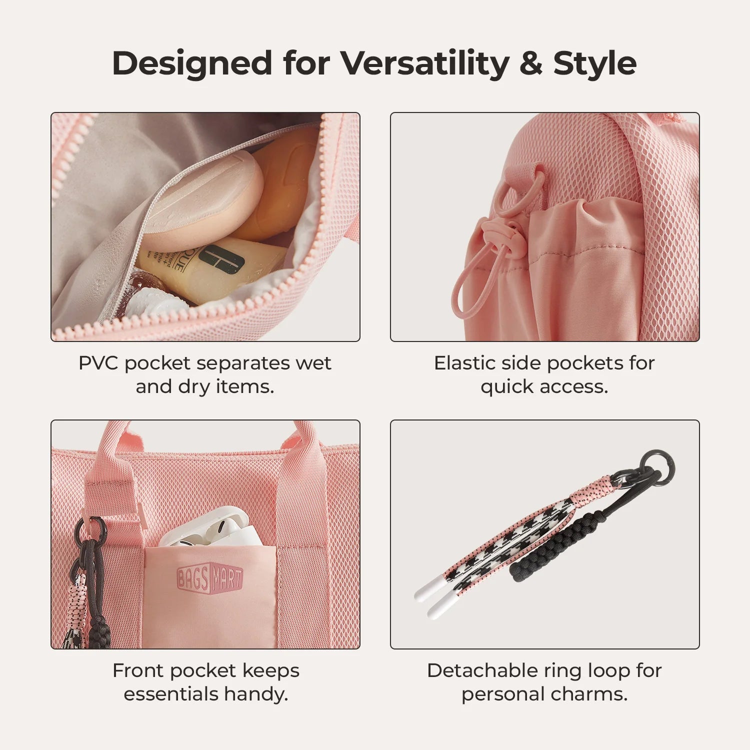 BAGSMART Boston Bag for Women Mini Duffel Shoulder Crossbody Bag Waterproof with Wet Pocket Gym Travel Daily Beach Weekender