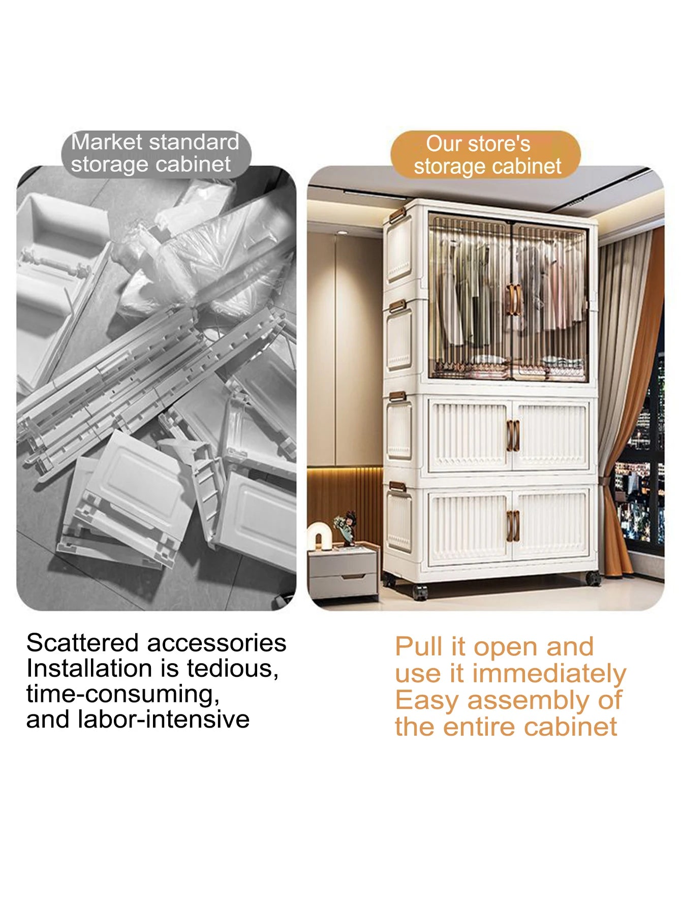 70/80cm Length Multifunction Folding Locker Large Capacity Dustproof Wardrobe Sundries Cabinet Closet Organizer