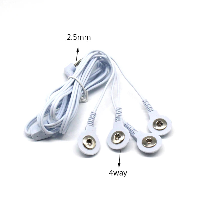 2 Way+4-Way Machine Massager Button Cable Electrode  Electrode PadsStandard Connection Massage  for  TENS Unit Lead Wires Cables