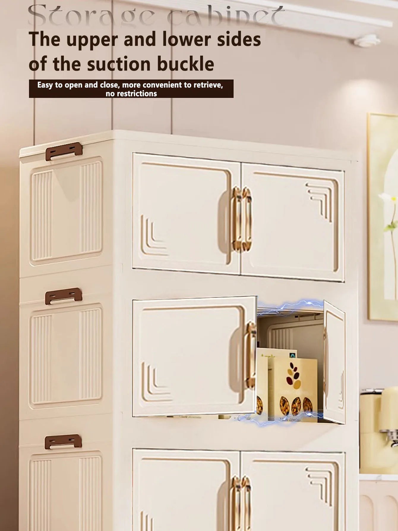 45/55/65cm Length Multifunction Folding Storage Cabinet Dustproof Wardrobe Large Capacity Sundries Cabinet