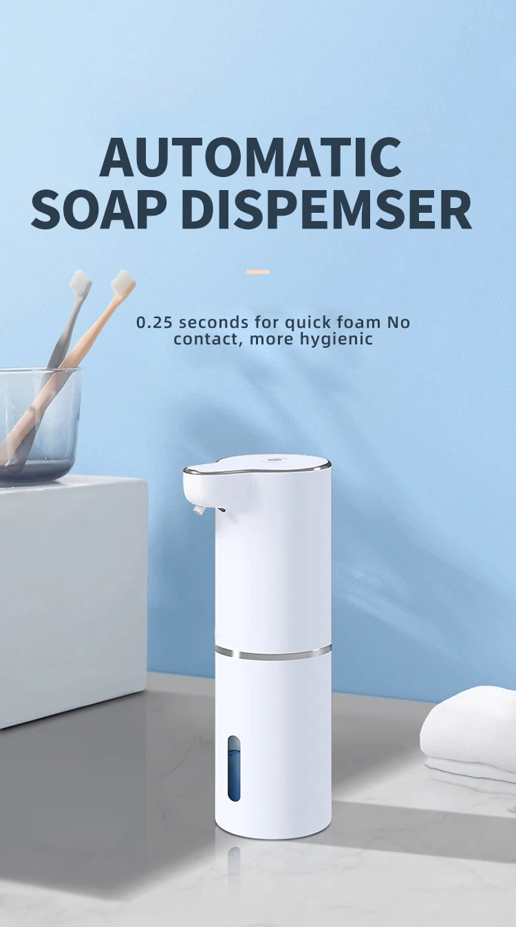 New Wall Mounted Automatic Soap Dispenser Foam Smart Hand Washing Machine 300ml Liquid Rechargeable Bathroom Induction Sensor