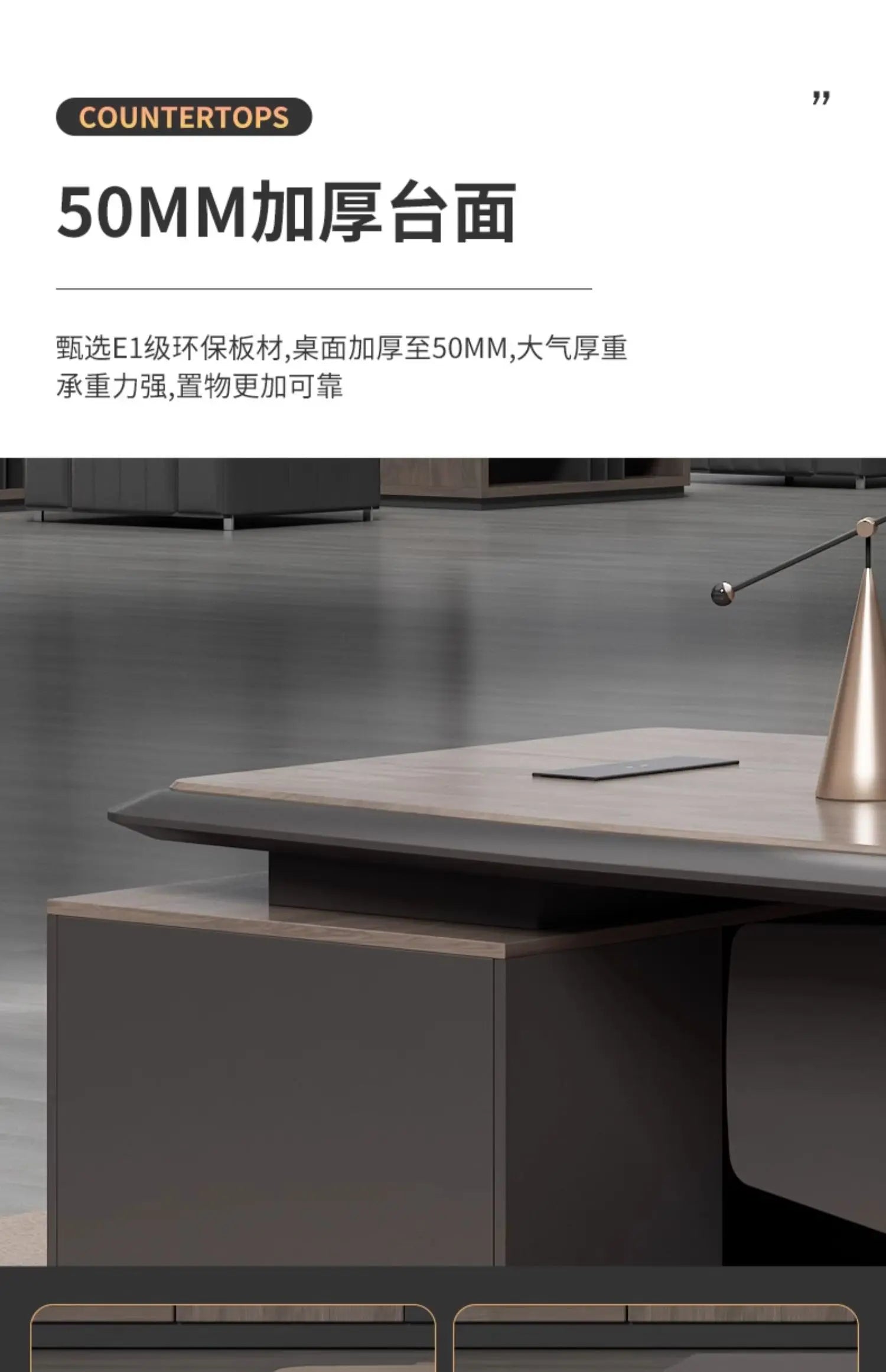 Executive Desk Office Setup Modern Design Wooden Surface Leadership Office Business Space Management Room