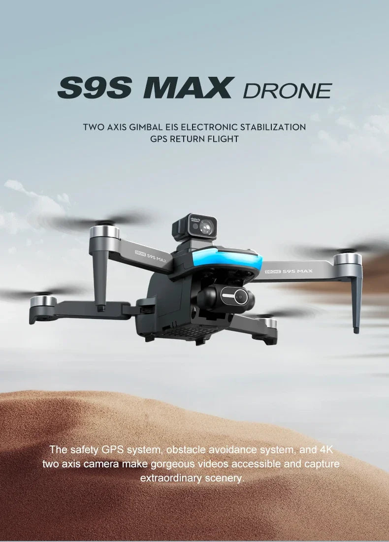 NEW S9S MAX MINI Drone 4K 2-Axis PTZ HD Dual Camera Laser Obstacle Avoidance Brushless Motor GPS 5G WIFI RC FPV Quadcopter Toys