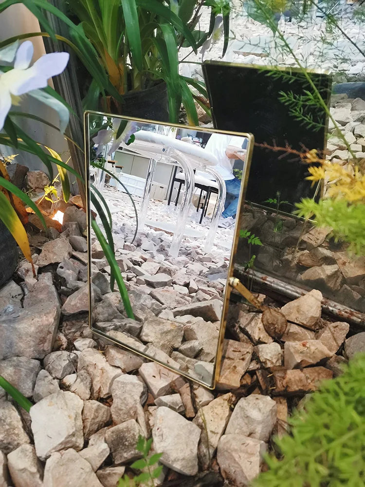 High-end Metal Makeup Mirrow Oval Rorate Standing Mirror Bathroom Desk Luxury Hairdressing Mirror Mural Home Decor for Girls