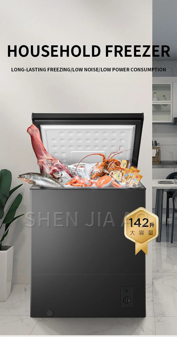 142L Household Freezer 6.8℉to -4℉with Removable Basket Free Standing Top Open Door Compact Freezer 450W Refrigerator For Home
