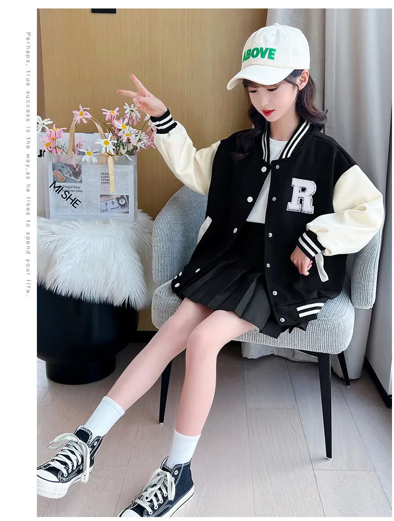 Teenage Girls Baseball Jackets For 5-14 Years Old Teens Clothes Children Sports Outerwear Coat Spring Autumn Fashion Boys Jacket