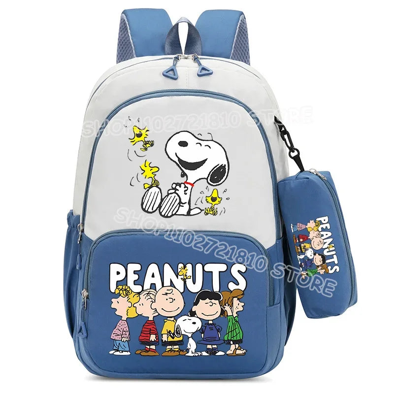 2pcs Snoopy School Bag Boys Girls Large Capacity Water-repellent Student Backpacks High Value Cute Cartoon Print Bookpack Gift