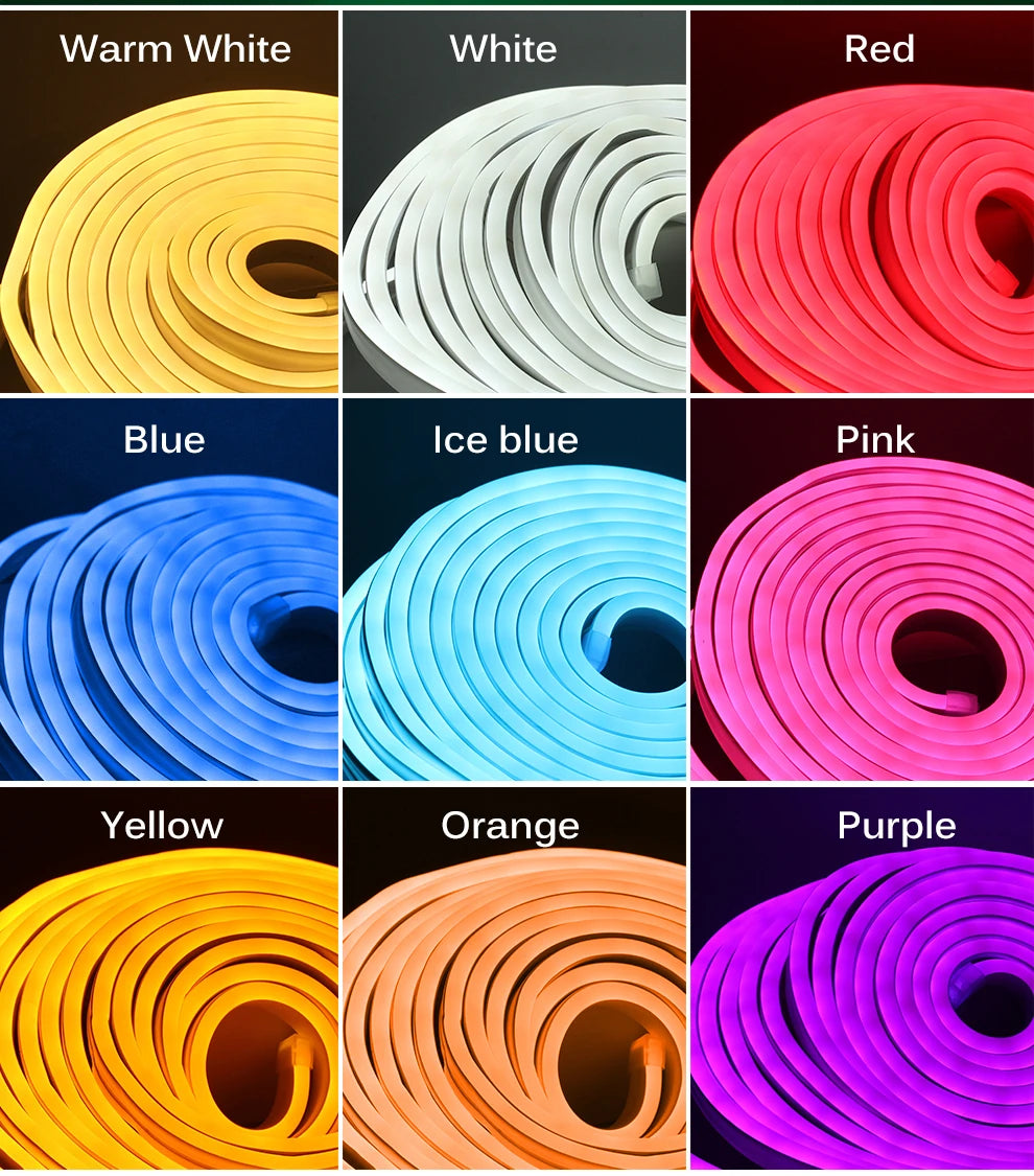 Neon Light Strip LED Flexible Silicone Set 2835 5M 600 Lights Embedded Linear Flexible Light Strip for Ndoors Outdoors Bedroom