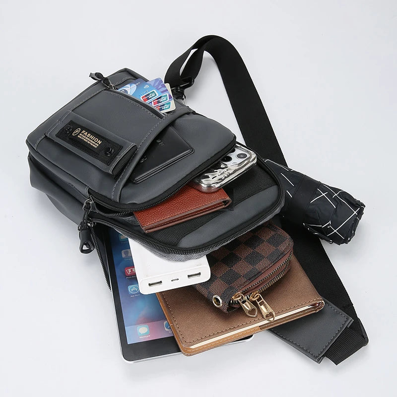 New Men Shoulder Bags Chest Bag Multifuncional Crossbody Bags Travel Sling Bag
