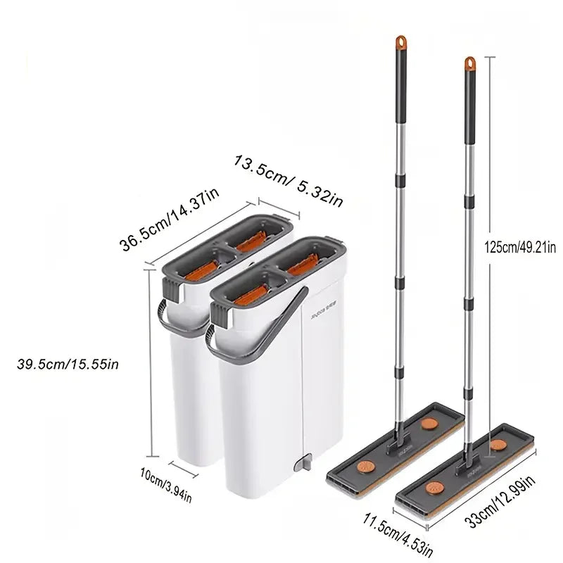 JOYBOS Spin Hand Free Flat Mop 33cm With Bucket Set Floor Cleaning Wet&Dry System Separation For Living Room Toilet Home Mops
