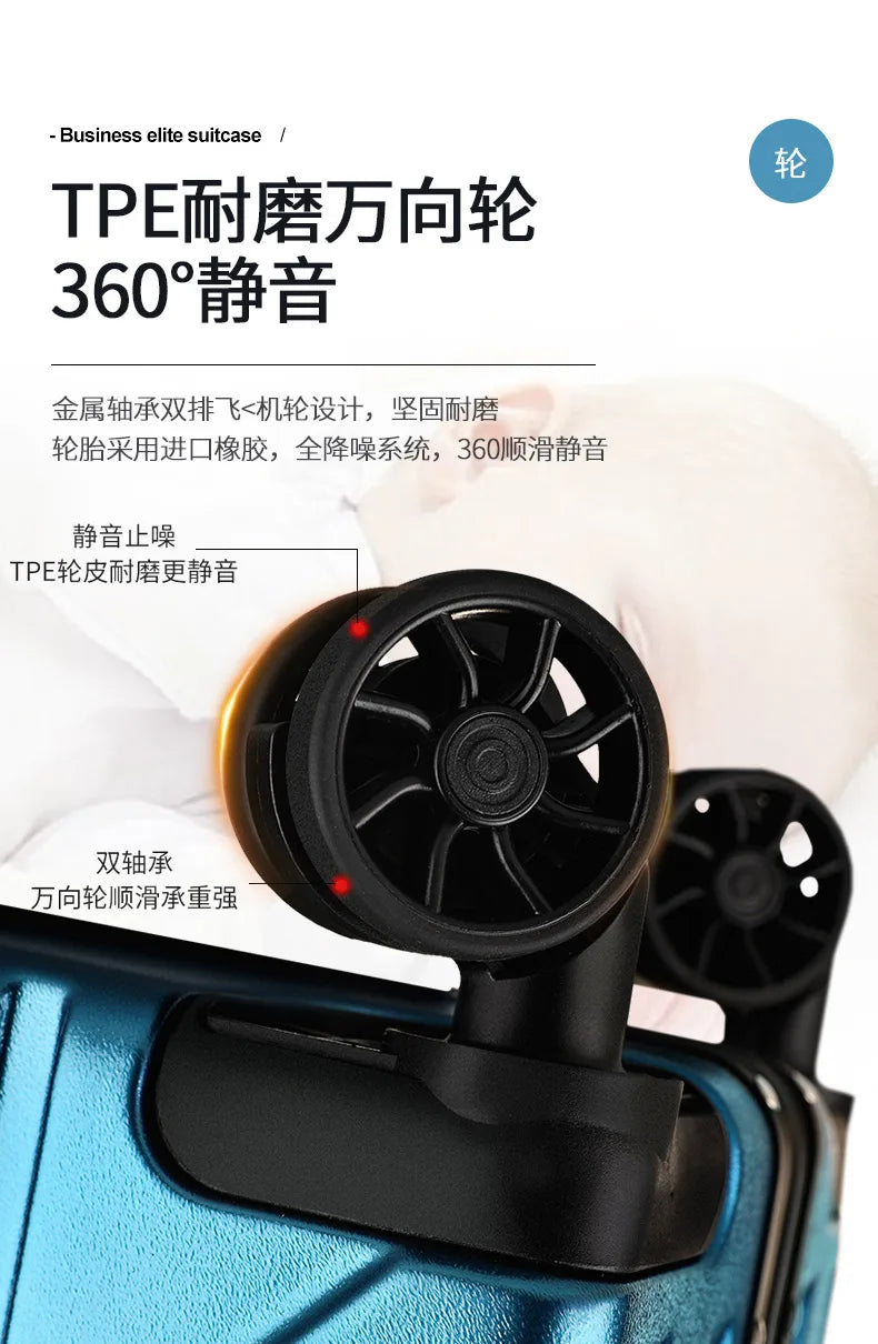 Fashion Aluminum frame travel luggage silent large-capacity trolley suitcase 20 inch suitcase carry on 24 inch password box