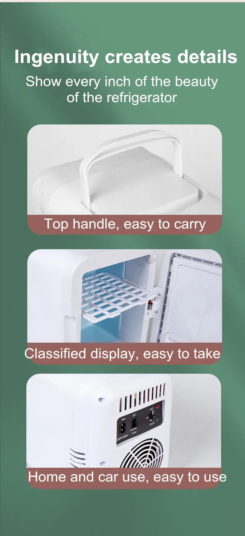 Home and Car Dual-Purpose Beauty Refrigerator With Touch Lamp Cosmetic Mirror Car Mini 4L Refrigerator Cosmetic Skin Care Produc