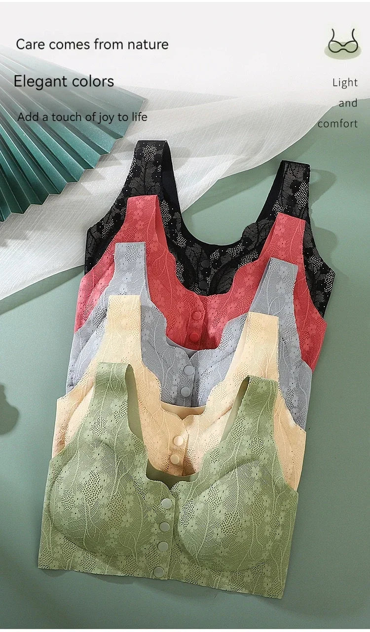 New Sexy Lace Without Steel Ring Front Buckle Thin and Seamless Pregnant Women Gather for Breastfeeding Bra Mom's Underwear