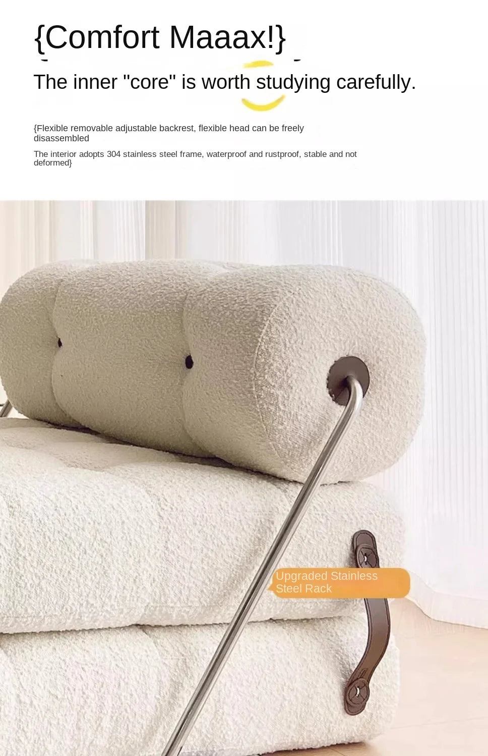 X&D Cream Style Lamb Fleece Leisure Folding Sofa Bed Fold Dual Use Single Small Unit Living Room Balcony Leisure Sofa Lazy Sofa