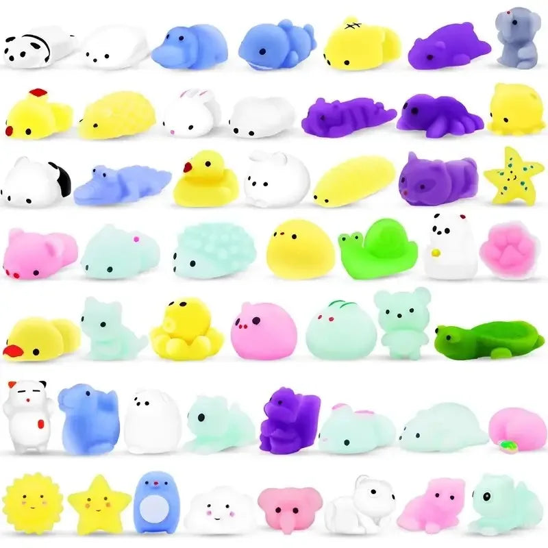 20 Pcs Random Cute Animals Vent and Relieve Stress with Toys and Small Gifts Soft Rubber Animal Pinching
