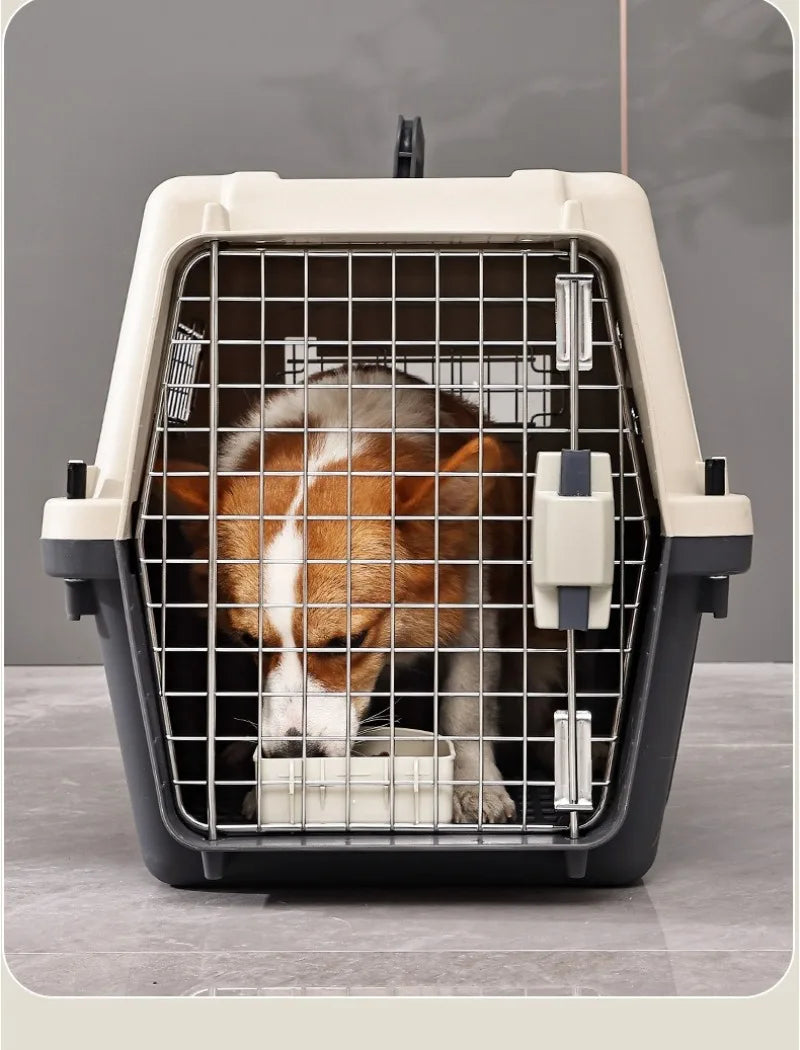 Pet Aviation Case Carrier Rolling Plastic Airline Approved Breathable Pet Cages Wire Door Travel Dog Cat Trolley Case Products