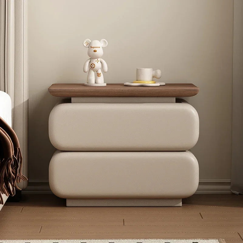 Cream Style Bedside Table Space Saving Nordic Trendy Unique Nightstands Storage Drawers Mesita De Noche Bedroom Furniture
