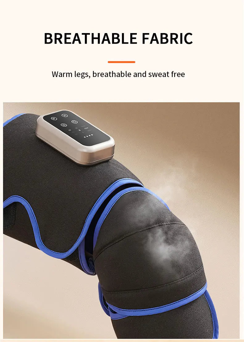 Rechargeable Leg Massager with Heat & Air Compression - 3-Level Pain Relief Wrap for Circulation Boost & Muscle Recovery LED