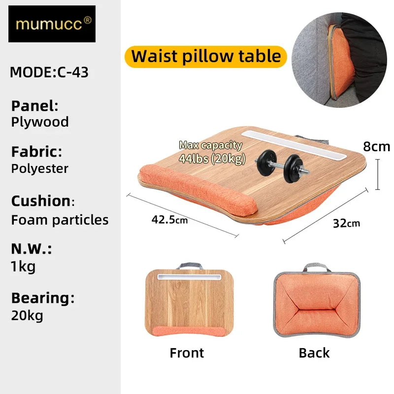 MUMUCC Lazy Laptop Table with Cushions and Slots, Multifunctional  Mini Pillow Table, Portable Room Desk, Office Lumbar Support