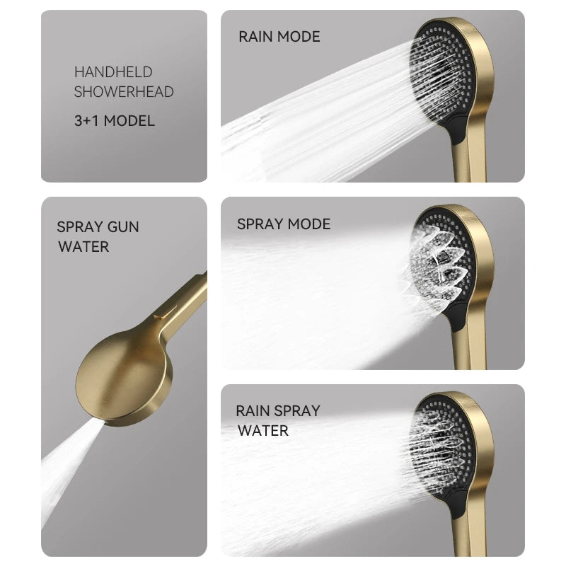 Luxury Ceiling Shower System Set Concealed Thermostatic Brass Digital Display Hydro Generator Rainfall  with Light and Bluetooth