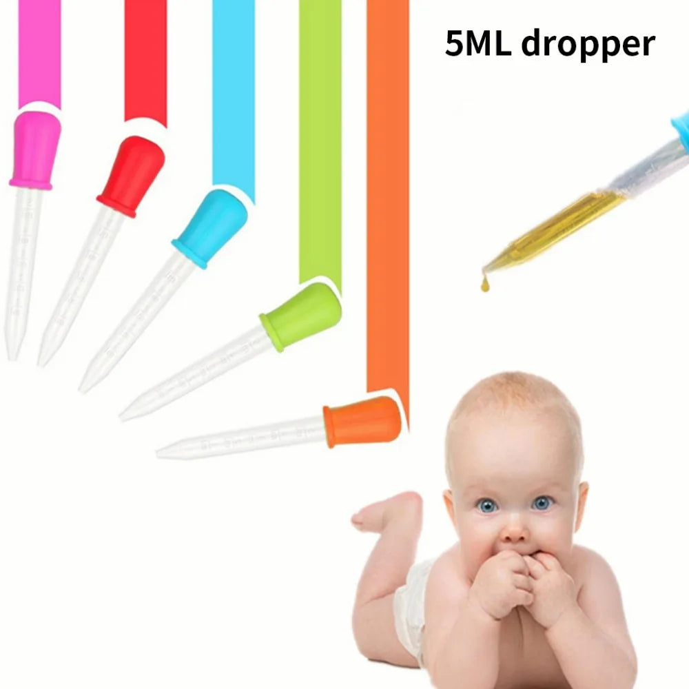 5PCS 5ml Small Silicone Plastic Pipette Dropper Feeding Medicine Liquid Eye Ear Pipette Dropper Lab Experiment Toys Gift