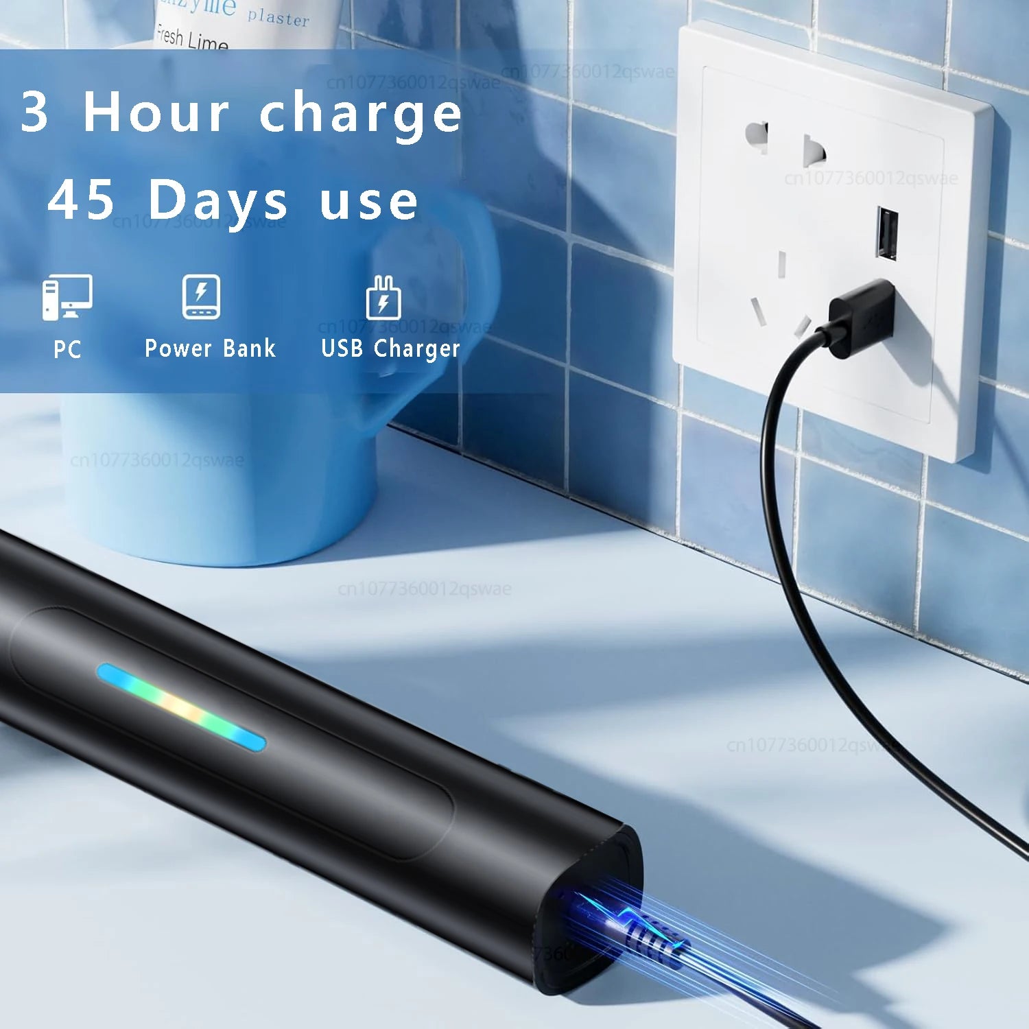 Rotating Electric Toothbrush for Adults Fast Charge 5 Modes Deep Clean Electric Toothbrush with Rechargeable Power Smart Timer