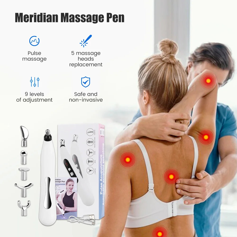 Electronic Acupuncture Pen Electric Meridians Laser Therapy Heal Massage Pen Meridian Energy Pen Relief Pain Tools Body Massager