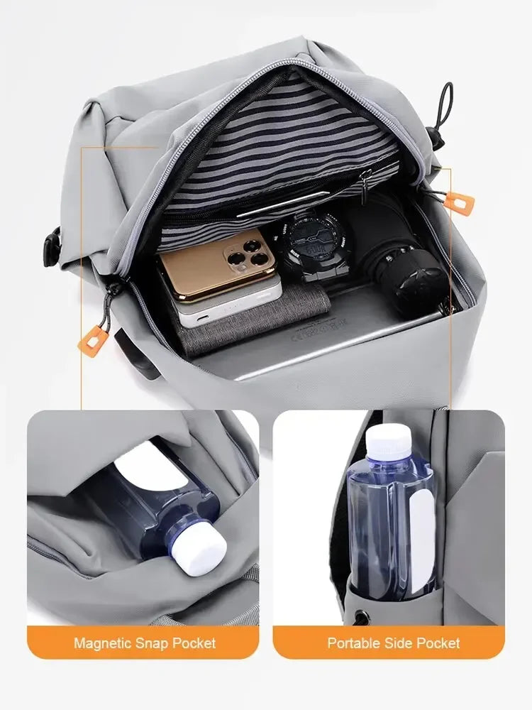 New Men's And Children's Chest Bag Waterproof Trend Simple Usb Charging Solid Color Multifunctional Messenger Bag Shoulder Bag