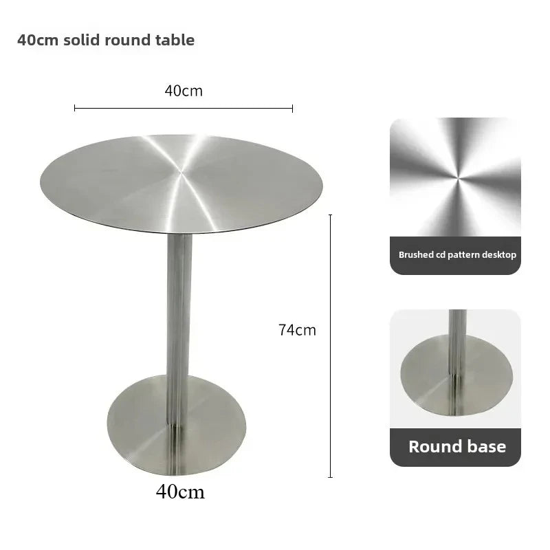 Simple Modern Industrial Style Cafe Stainless Steel Small Round Table Outdoor Leisure Round Iron Table Metal Dining Table
