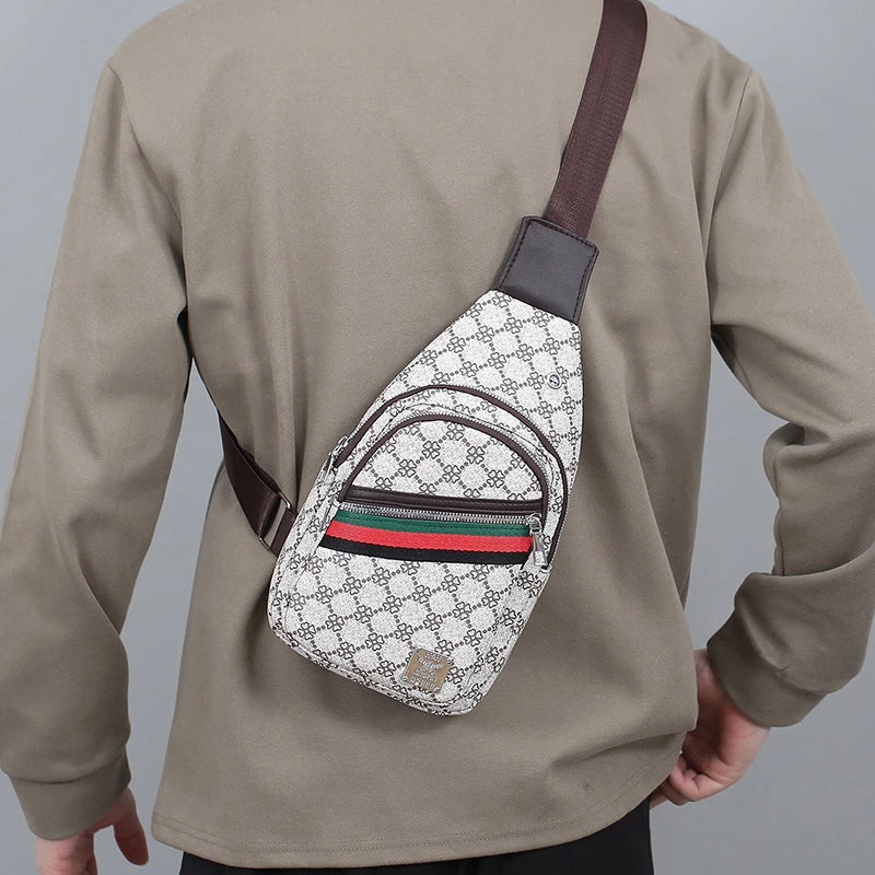 Men's Multifunction Messenger Bag Shoulder Cloth Chest Bags Crossbody Casual Handbag with Earphone Hole