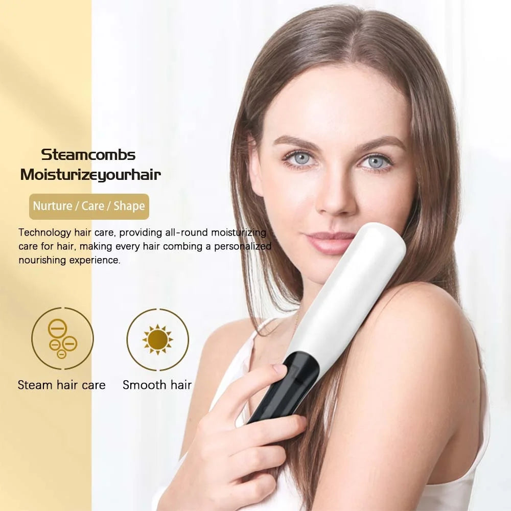 Hot Sale PTC Heating Smart Steam Hair Straightener Brush Smoothing Flat Iron Curly Hair Straightening Comb Electric Hair Brushes