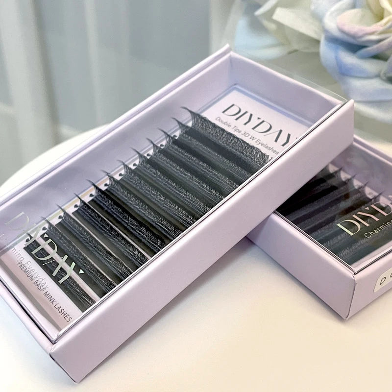 DIYDAY W Shaped Eyelash Extension Premade 3d 4d 5d 6d 7d 8d Mink Faux Lashes BASF PBT Natural Look False Eyelashes
