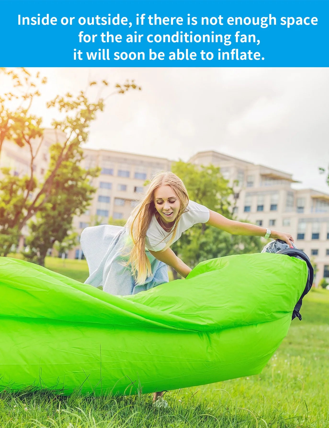 Outdoor lazy inflatable sofa, air mattress, single lounge chair, portable camping nap sofa