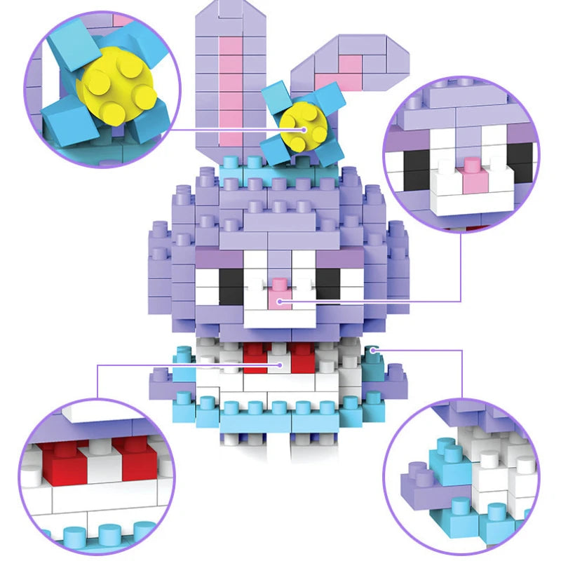 Disney 108 style Stitch LinaBell StellaLou Building Blocks Princess Cartoon Figrues Bricks Children's Assembly Toys Model Gift