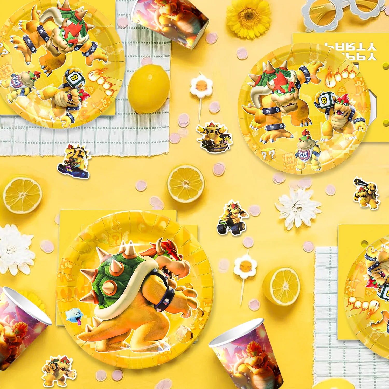 Party Supplies for Bowser Birthday,112pcs Decorations for King Kuppa party Banner,Plates,Cake Toppers,Tablecloths,Backdrop etc.