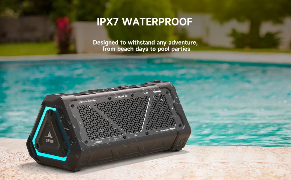 MLOVE P3 Outdoor Bluetooth Speaker, 40W Output Power Bluetooth 5.3 Speaker ,Stereo Sound IPX7 Waterproof,Micro SD Card,RGB Light