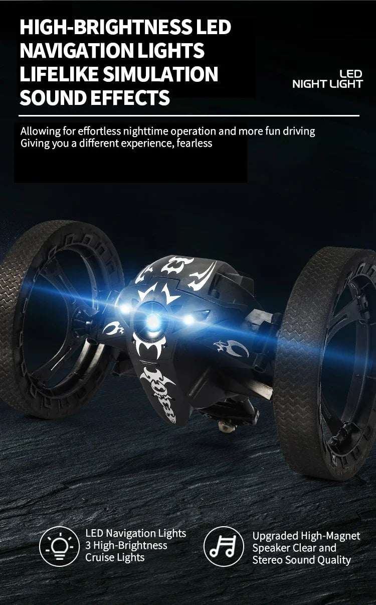 RC Stunt Car With Wifi Hd Camera Bounce Car Flexible Wheels Rotation Led Light Remote Control Jumping Vehicle Toy Gift Q207