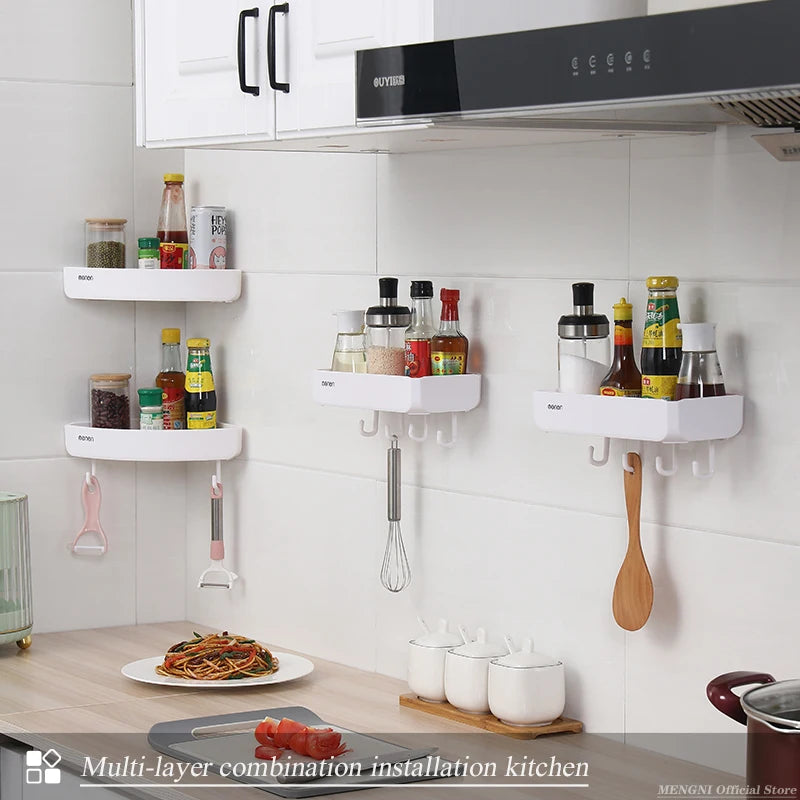 Clearance_MENGNI Bathroom corner shelves Kitchen Storage organization rack Wall Mounted Shampoo Shower shelf Bathroom Accessorie