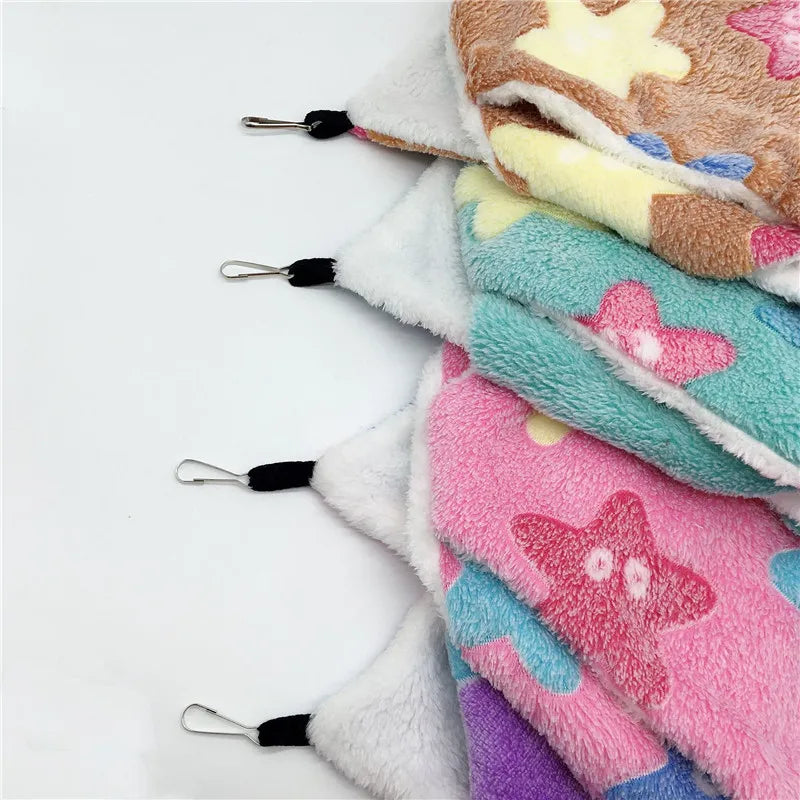 Hamster Hideout Cage Print Fleece Guinea Pig Sugar Glider Sleeping Bed Rodent Hammock Rat Little House Animals Supplies