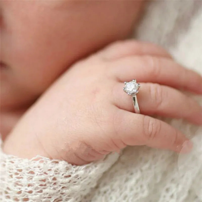 Imitation Diamond Ring Newborn Photography Accessory Baby Girl Photo Props Studio Infant Shoot Decoration