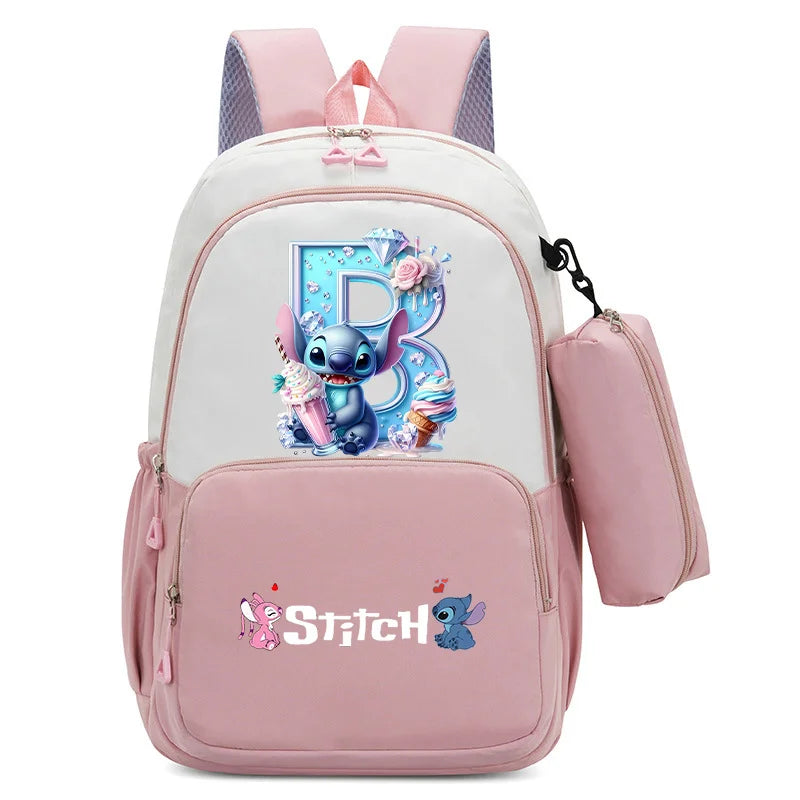 Stitch Disney Girls Schoolbag with Pencil Bags Women Travel Bag New Backpacks for Student Children Large Capacity Bookbag Gifts