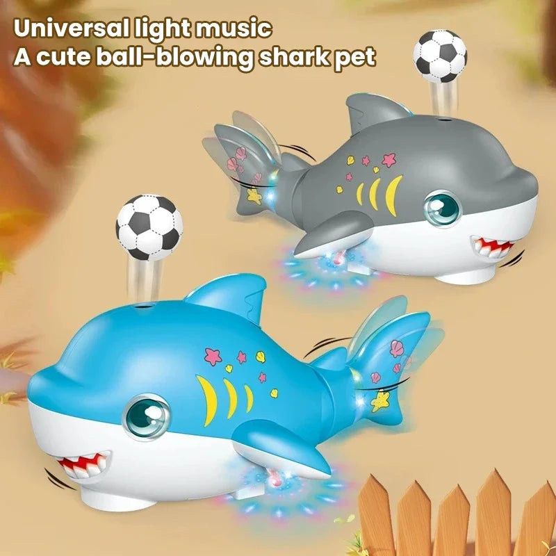 Electronic Pet Fish Children Shark Toy with Lights Music Crawling Toy Suspended Balloon Blowing Toys for Kid Birthday Xmas Gifts