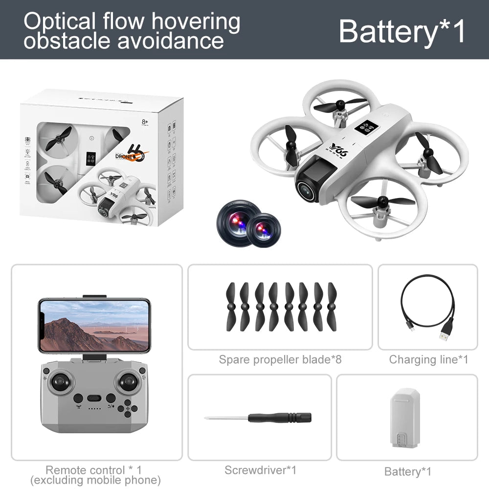 New V66 Mini Drone HD Camera 4K 1080P 180 ° Lens Wifi FPV Dron Professional Obstacle Avoidance Helicopter RC Quadcopter Toys