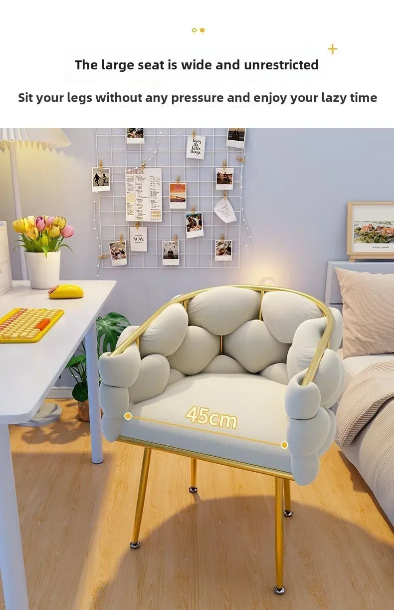 Velvet Leisure Single Sofa Chair Armchair with Gold Legs Makeup Chair with Upholstered for Living Room Bedroom