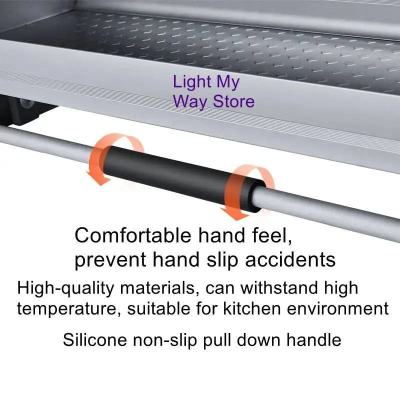 Stainless Steel Aluminum Alloy Hanging Lifting Basket Kitchen Pull-Down Cabinet Storage Rack