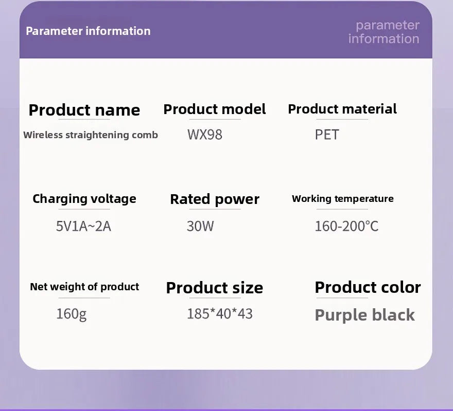 Wireless Hair Straightener Heating Negative Ion Straight Curling Hair Comb Rechargeable Anti-scalding Electric Hair Care Brushes
