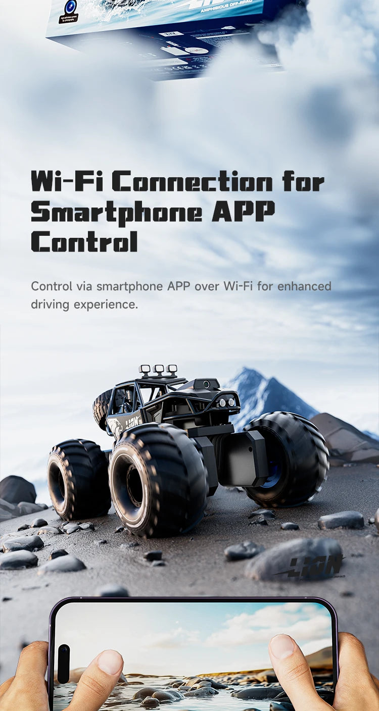 4DRC New Y10 Remote Control Car 2.4G Rc Boat Waterproof Amphibious Stunt Car 4WD All Terrain Truck Toys for Kids Birthday Gifts