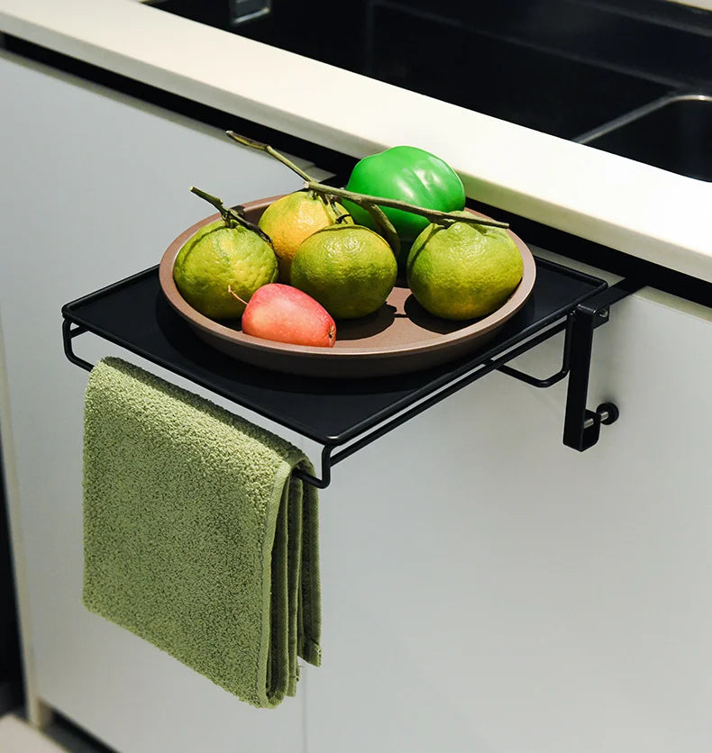 Foldable Countertop Shelf - Carbon Steel Cabinet Door Organizer with Multi-Functional Board - Space Saving Kitchen & Home Storag