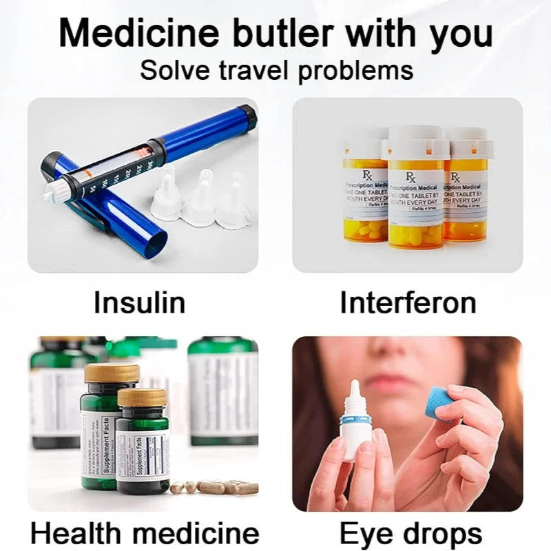 10200mAh Mini USB Fridge for Medicine Portable Insulin Cooler LCD Display Refrigerator for Car Home Keep Medication Refrigerated